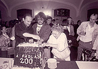 Kaszás Attila, Presser Gábor, Sztevanovity Dusán, Tábori Nóra, Marton László és Méhes László a 200. előadás után - 1992. május 19.